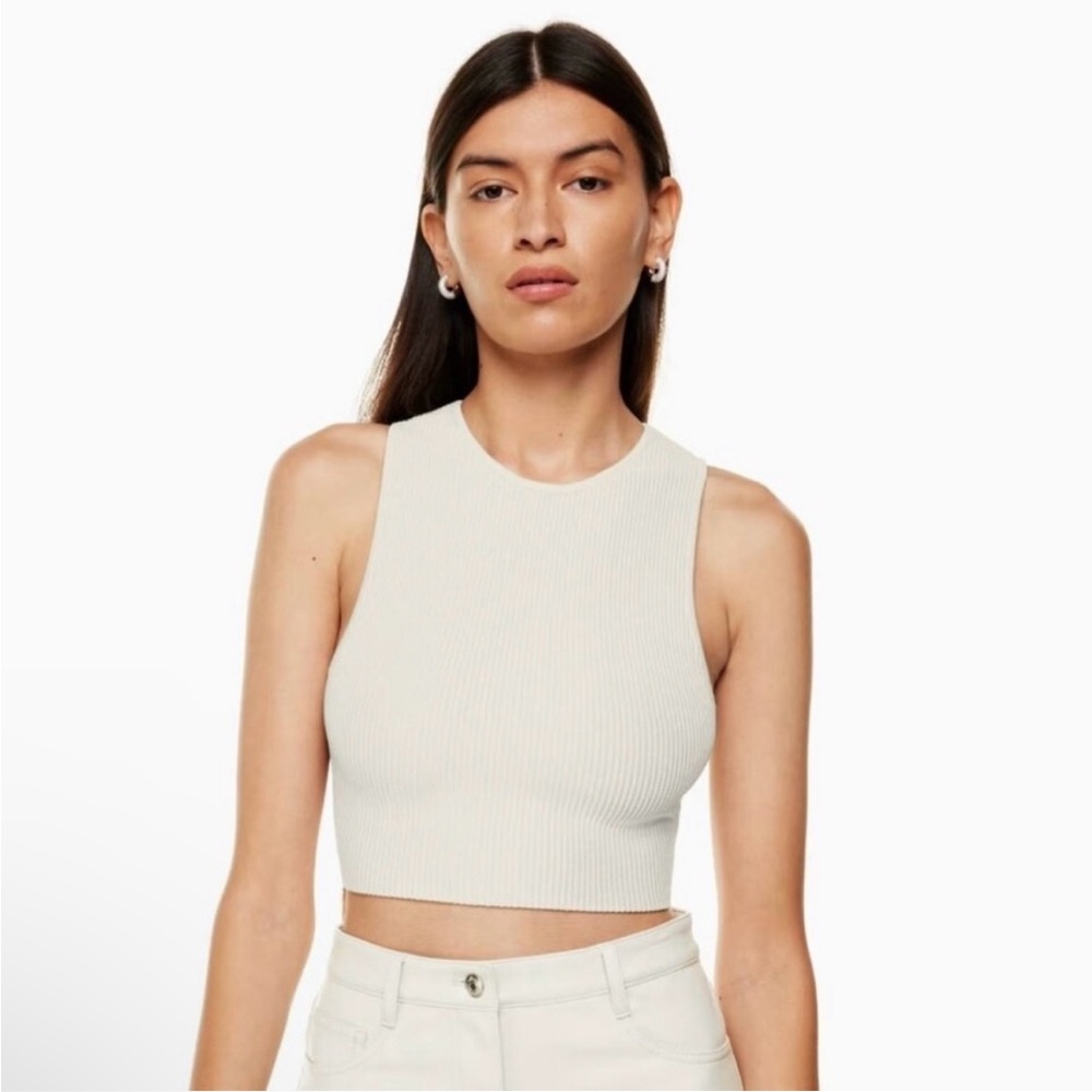 Aritzia Babaton Sculpt Knit Racer Cropped Tank grey M
